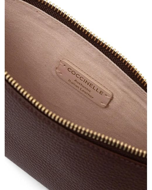 Coccinelle Brown Mini C-Me Chain Grainy-Leather Chain-Link Shoulder Bag