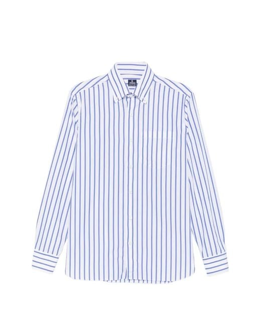 Truzzi Blue Vertical-Stripe Button-Down Shirt for men