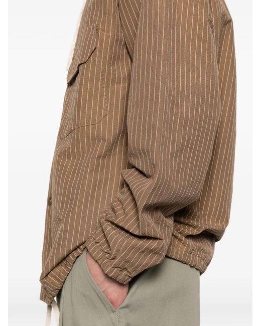 A Kind Of Guise Natural Stripe-Pattern Hooded Shirt Jacket for men