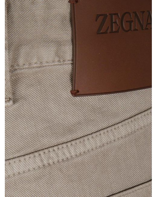 Zegna Gray Stretch Linen-Blend Trousers for men