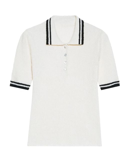 Pennyblack White Ribbed-Knit Polo Top