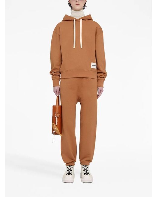 Jil Sander Brown Cotton Drawstring Track Pants