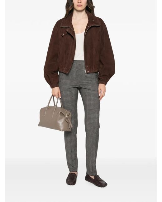 Marella Gray Mlsepoca Check-Pattern Trousers