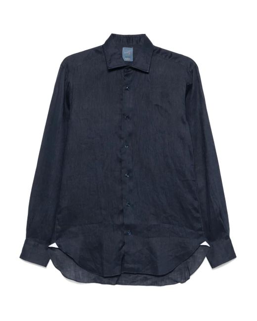 Barba Napoli Blue Linen Shirt for men