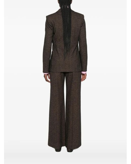 Harris Wharf London Brown Herringbone-Pattern Double-Breasted Jacket