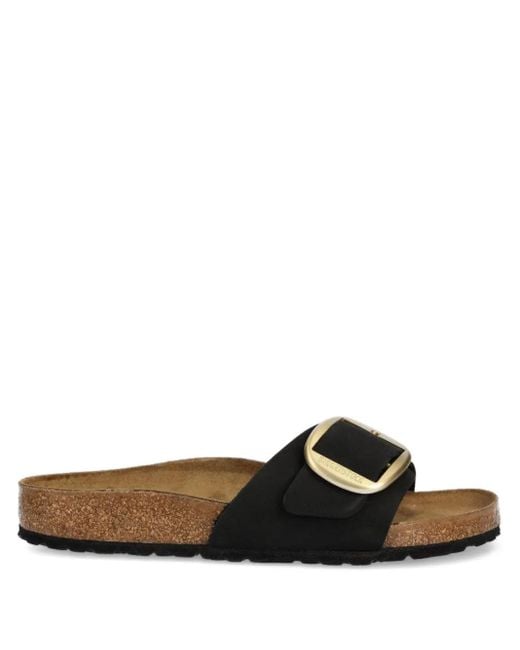 Birkenstock Black Madrid Buckle-Detail Slides