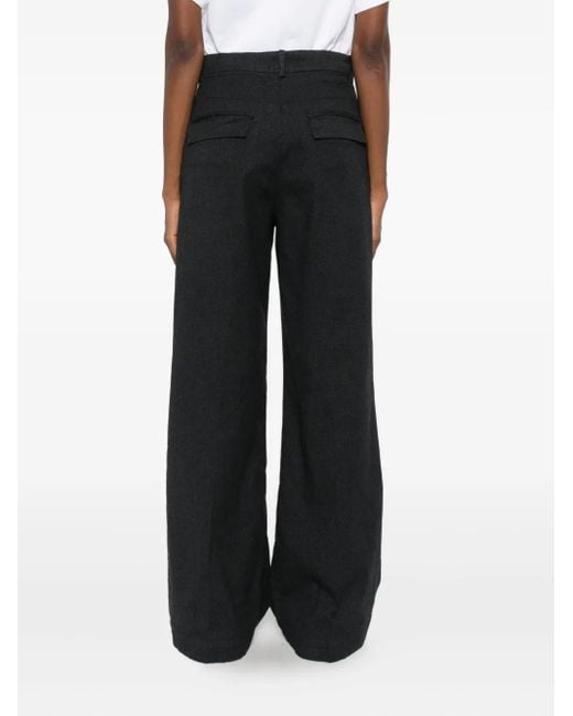 40 Weft Black Pressed-Crease Trousers
