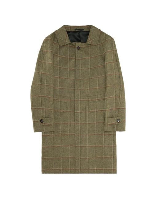 Fortela Green Amadeo Plaid Single-Breasted Coat for men