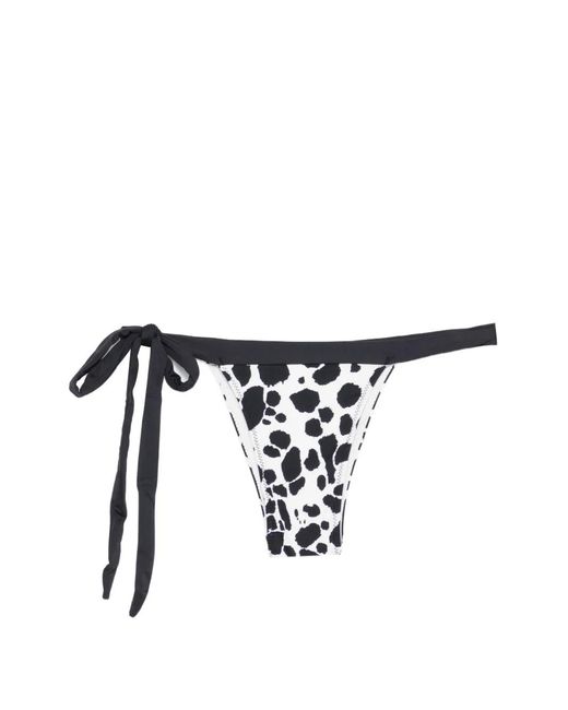 Frankie's Bikinis White Coco Tie-Detail Pattern Bikini Bottom