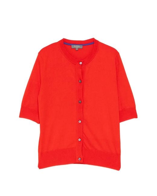 N.Peal Cashmere Red Short-Sleeved Cardigan