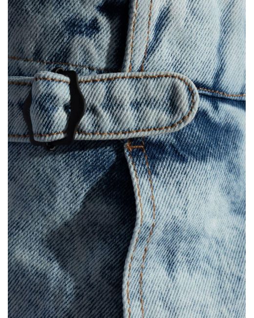The Mannei Blue Antin Paperbag-waist Denim Miniskirt