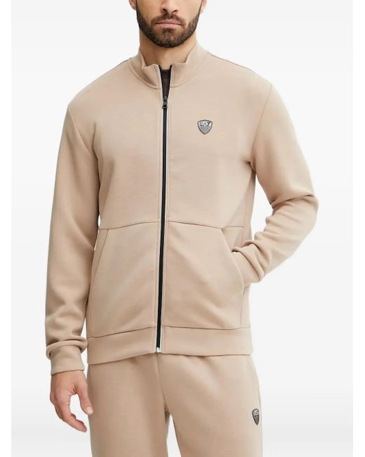 EA7 Natural Logo-Plaque Zip-Up Sweatshirt for men