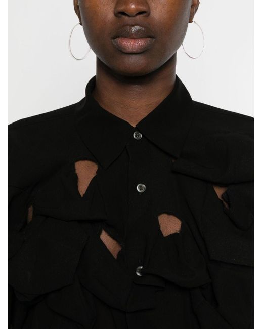 Camisa semitranslúcida con abertura Comme des Garçons de color Black