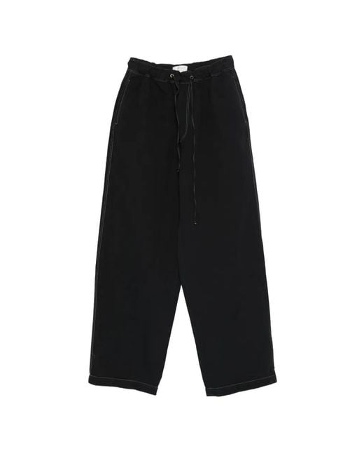 Studio Nicholson Black Pantalon À Lien De Resserrage