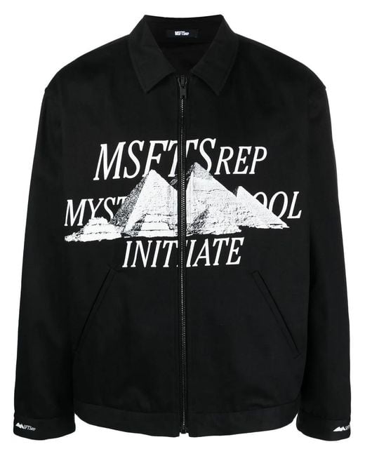 Msftsrep Black Logo-Print Long-Sleeve Shirt Jacket for men