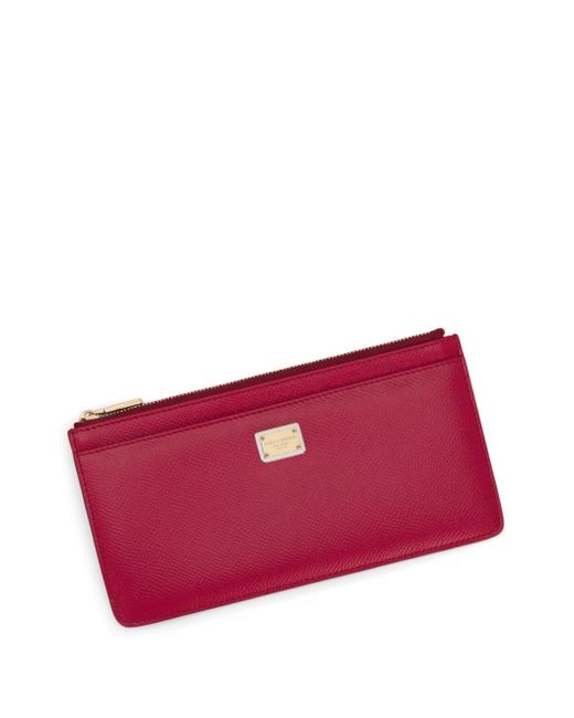 Portefeuille en cuir à plaque logo Dolce & Gabbana en coloris Red