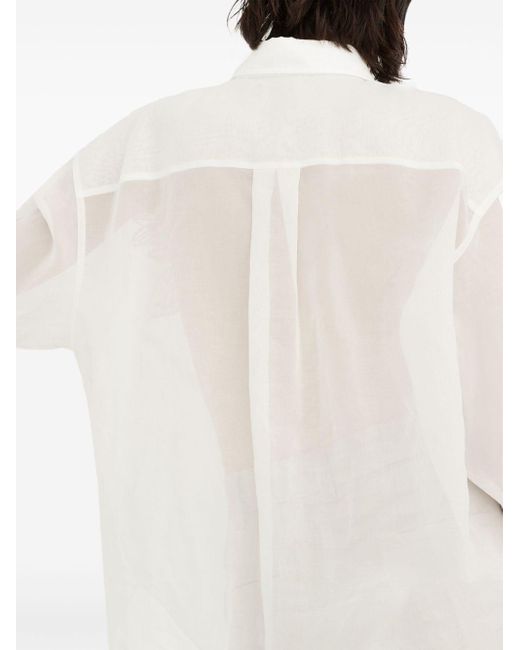 Brunello Cucinelli Overhemd Met Geborduurde Bloemen in het White