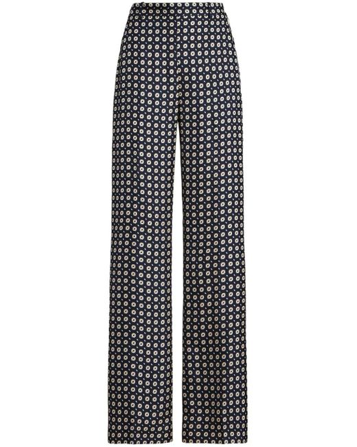 Polo Ralph Lauren Blue Geometric-print Straight-leg Trousers