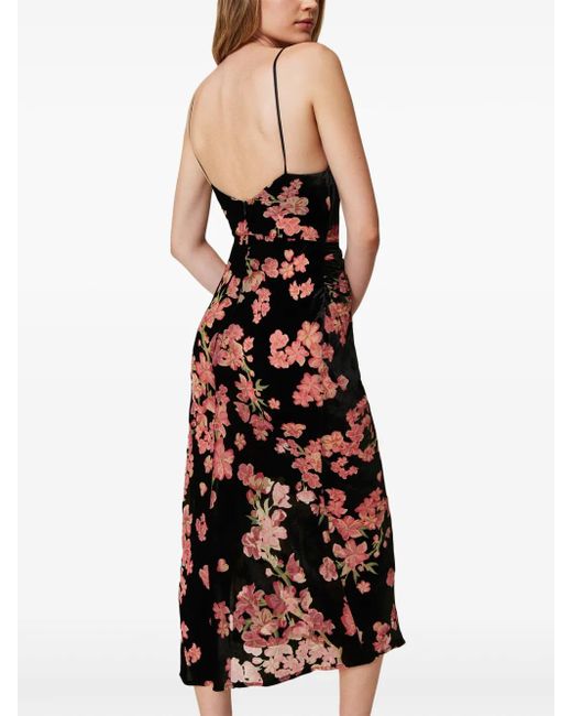 Twinset Black Floral Drelvet Slip Dress