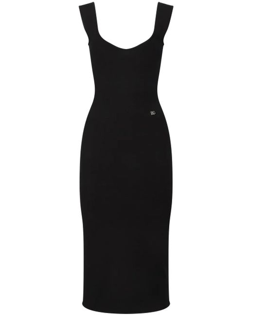 Dolce & Gabbana Black Midikleid Im Layering-Look