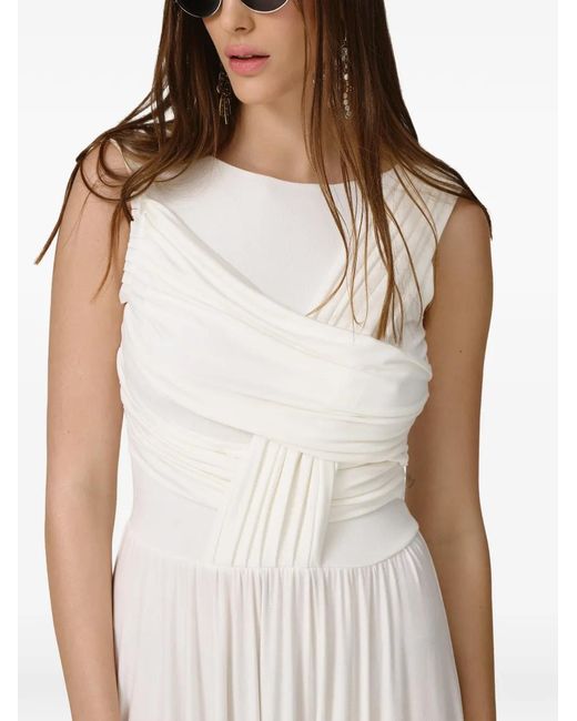 Pink White Draped Maxi Dress