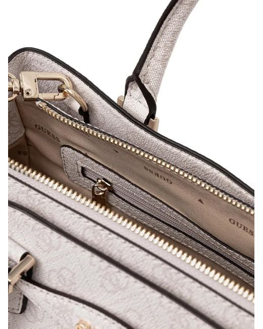 Bolso shopper con monograma Guess de color White