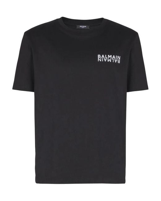Balmain Black Logo-Print T-Shirt for men