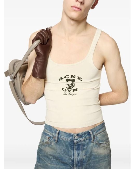 Acne White Gym-Print Tank Top for men