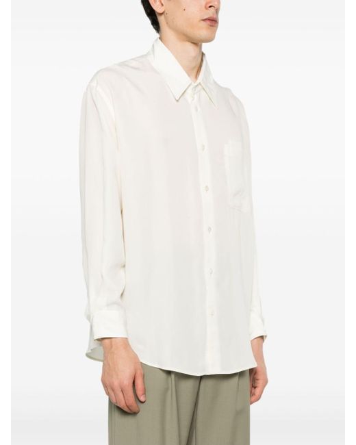 Lemaire White Double-Pocket Lyocell Shirt