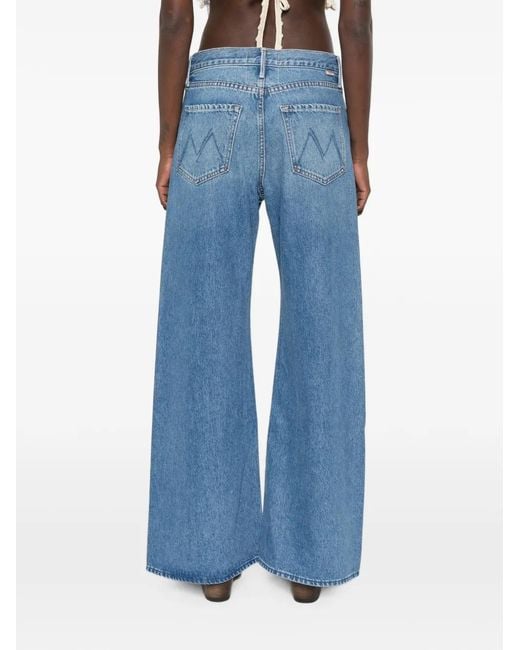 Mother Blue Seam-Detail Wide-Leg Jeans