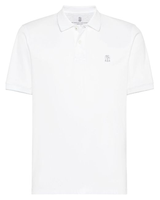 Brunello Cucinelli Poloshirt mit Logo-Stickerei in White für Herren