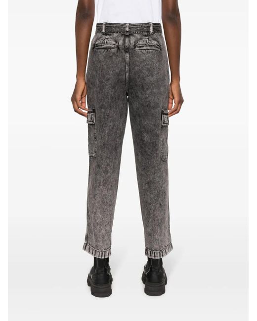 MICHAEL Michael Kors Gray Belted Washed Straight-Leg Jeans