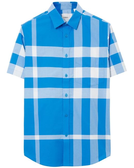 Onderdrukken heldin Belang Burberry Geruit Overhemd in het Blauw voor heren | Lyst NL