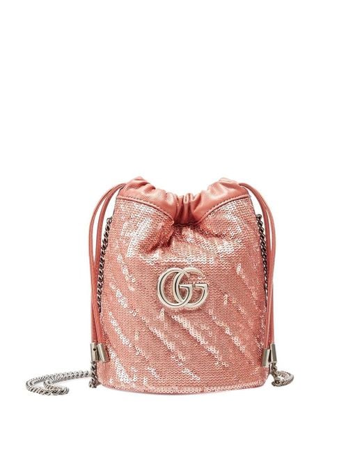 Gucci GG Marmont Kleine Bucket-tas in het Pink