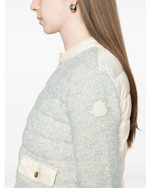 Moncler White Padded Zip-Up Cardigan