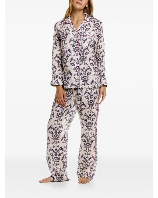 The Lazy Poet White Tapestry Floral Nightwear