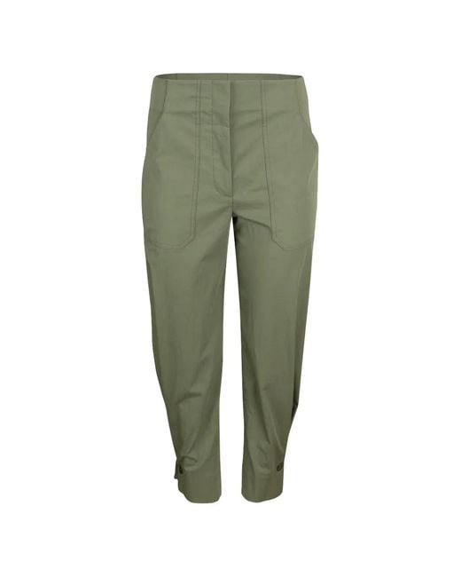 Veronica Beard Green Stapleton Button-Cuff Trousers