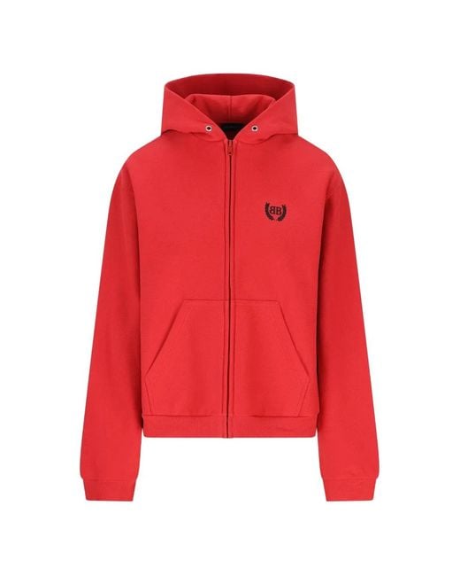 Balenciaga Red Logo-Embroidery Zip-Fastening Sweatshirt