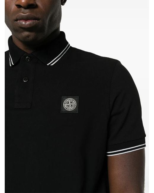 Stone Island Black Polo Shirt With Contrasting Trims for men