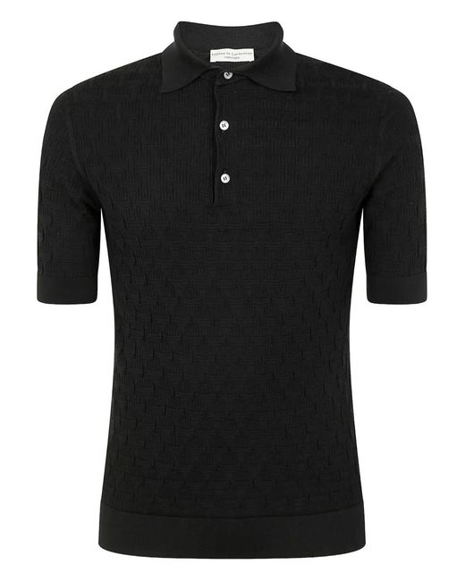 FILIPPO DE LAURENTIIS Black Knitted Polo Shirt for men