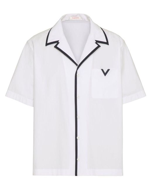 Valentino Garavani Blue V-detail Bowling Shirt for men