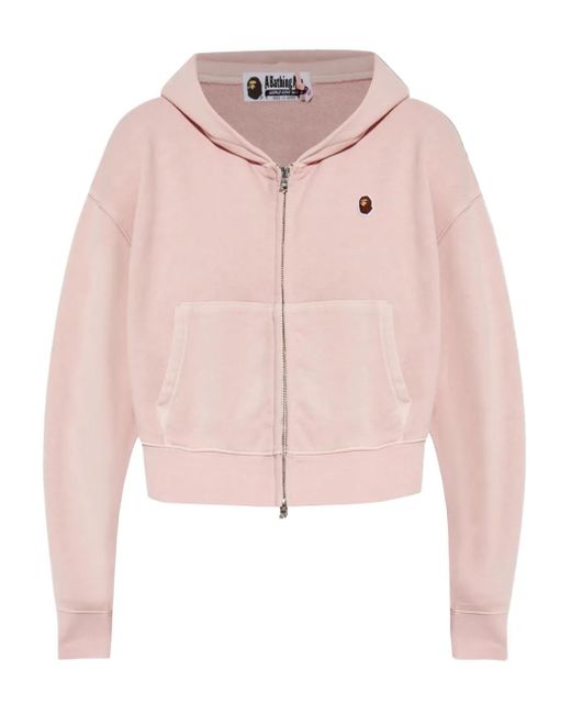 A Bathing Ape Pink Logo Zip-up Hoodie