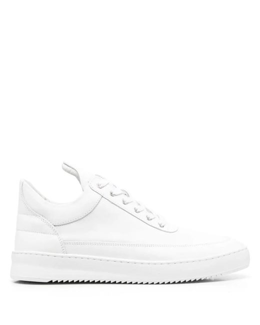 Filling Pieces White Logo-Embossed Lace-Up Sneakers for men