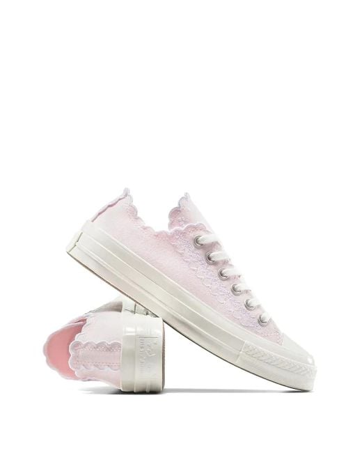 Converse Pink Chuck 70 Embroidered Scalloped-Edge Sneakers