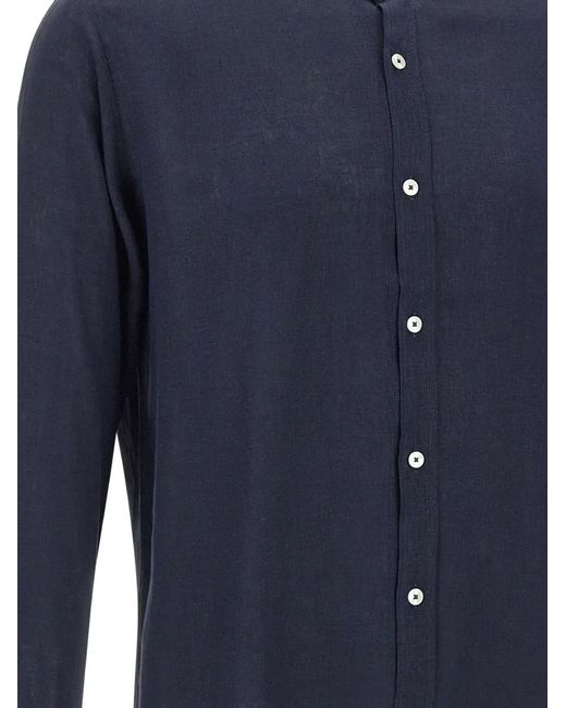 Peuterey Blue Gordon Li Mandarin-Collar Shirt for men