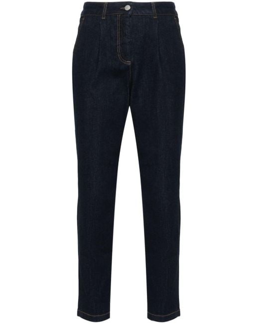 Peserico Blue Logo-patch Tapered Jeans
