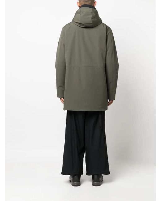 Peuterey Green Logo-Patch Hooded Coat for men