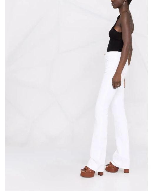Philipp Plein White High-Waisted Flared Jeans