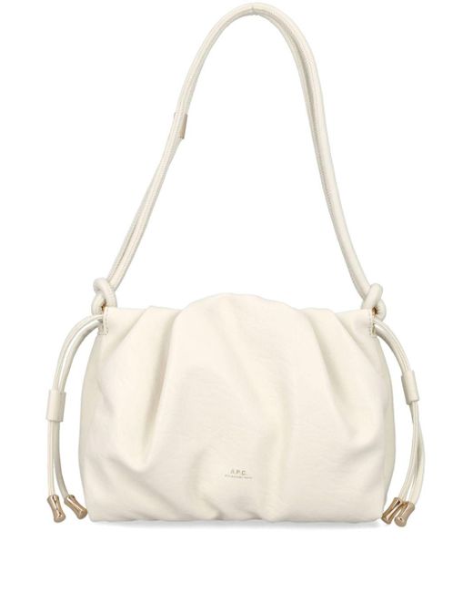 A.P.C. White Mini Ninon Gathered Shoulder Bag