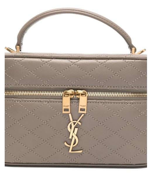 Saint Laurent Gray Quilted Clutch Bag